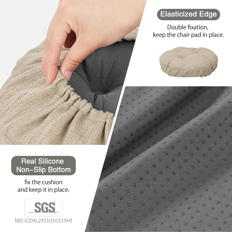 baibu Stool Covers Round, Super Soft Round Bar Stool Cushion Covers Seat Cushion - One Cushion Only (Beige,15" (38cm)) - Image 4